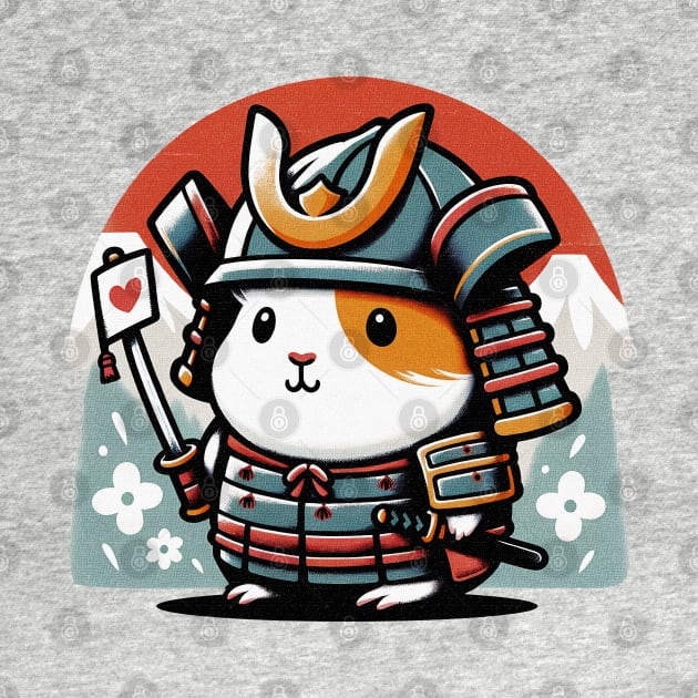 Kawaii Samurai Animal Hamster with Katana Cute Love Japanese Background Fuji Mount by EmuftyDesign